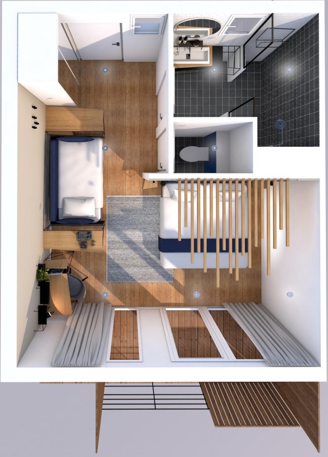 Hôtellerie - Chambres - Plan 3D